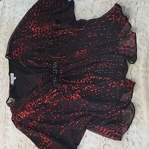 Jennifer Lopez Sheer Mini Dress  Red, Black Animal Print Top, Sz S  Whimsigoth